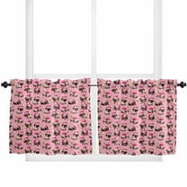 Pink Dog Christmas Kitchen Curtain 2 Panels Tiers Curtains 24 Inch Length, Xmas Snowflake Curtains Rod Pocket Curtains Window Drapes Treatment Window Cafe Curtains