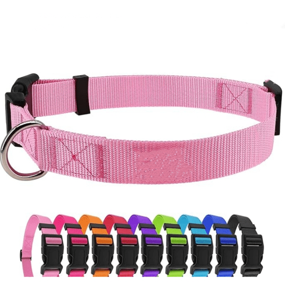 Pink Dog Collar Basic Adjustable Dog Collars for Puppy Small Medium Large Dogs Girls with Breathable Quick Release Nylon Pet Collar