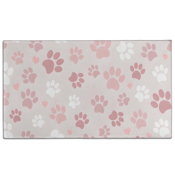 Pink Dog Paw Door Rugs,Washable Non Slip Door Mats Indoor,Decorative Door Mats,Entry Mat Indoor for Entrance,Bedroom,Kitchen,Bathroom,17"x30"