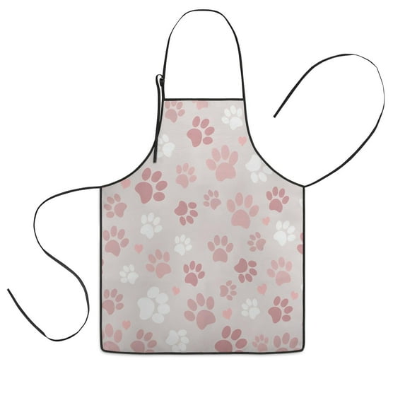 Pink Dog Paw Kids Aprons for Girls and Boys,Adjustable Neck Strap Toddler Aprons for Kids Cooking Baking