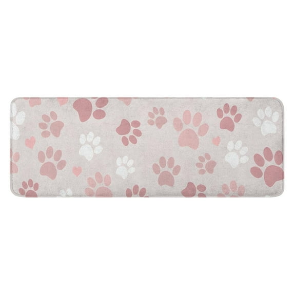 Pink Dog Paw Kitchen Rug Mat,Kitchen Runner Rugs Non Skid Washable,Decorative Kitchen Floor Mats for Kitchen,Sink,Laundry,17"x47.2"