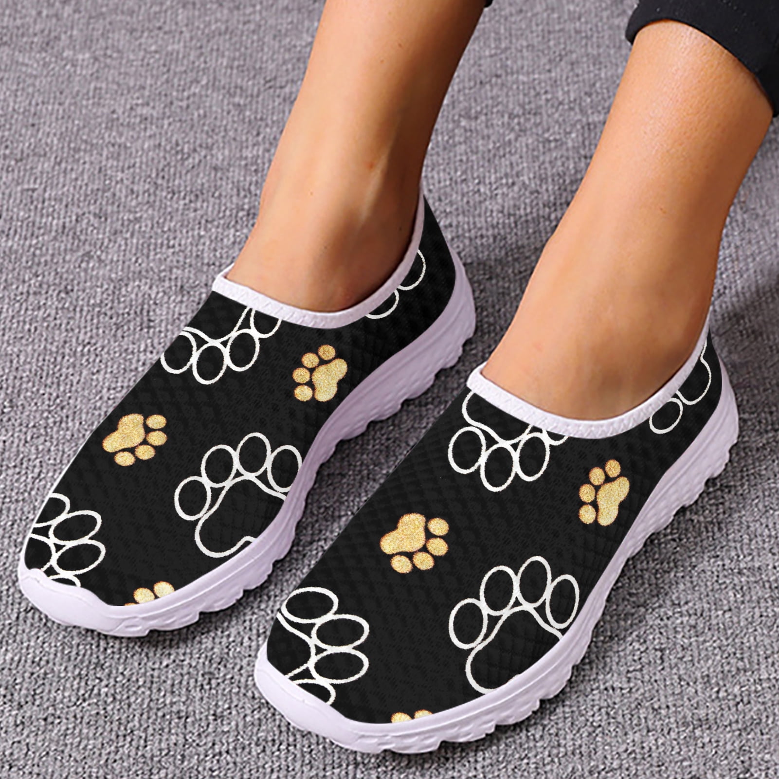 Paw Print Women's Slip On Sneakers