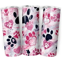 Pink Dog Paw Print Tumbler 20oz, Insulated Tumbler Cup Keeps Drinks Cold & Hot, Cute Skinny Stainless Dog Mom Tumbler with Lid for Women, Tumbler Gift For Dog Lovers