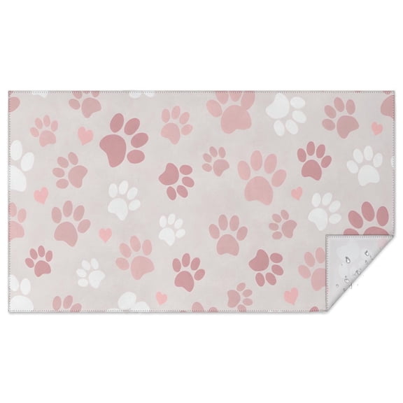 Pink Dog Paw Rectangle Tablecloth 60"x102",Waterproof Polyester Rectangle Table Cloth, Wipeable Spillproof Polyester Tablecloth for Dining, Camping, Indoor and Outdoor