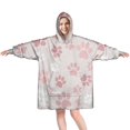 thumbnail image 1 of Pink Dog Paw Wearable Oversized Blanket,Wearable Blanket Hoodie for Adults,Cozy Hooded Blankets with Super Pockets,Super Warm Fuzzy Pullover for Women & Men, 1 of 6