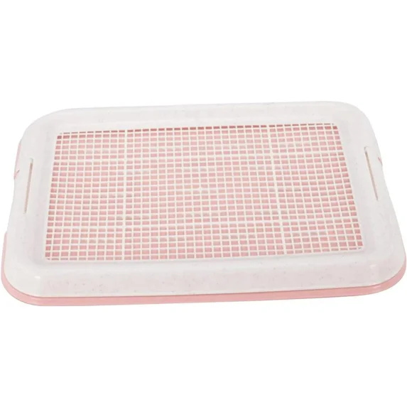 Pink Dog Potty Toilet Training Tray Puppy Pee Pad Holder Anti Slip Removable Mesh Indoor Potty Pan for Small Dogs