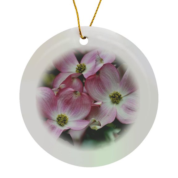 3drose, Pink Dogwood Blossoms - Flowers - Spring Photography, Circle Porcelain Ornament
