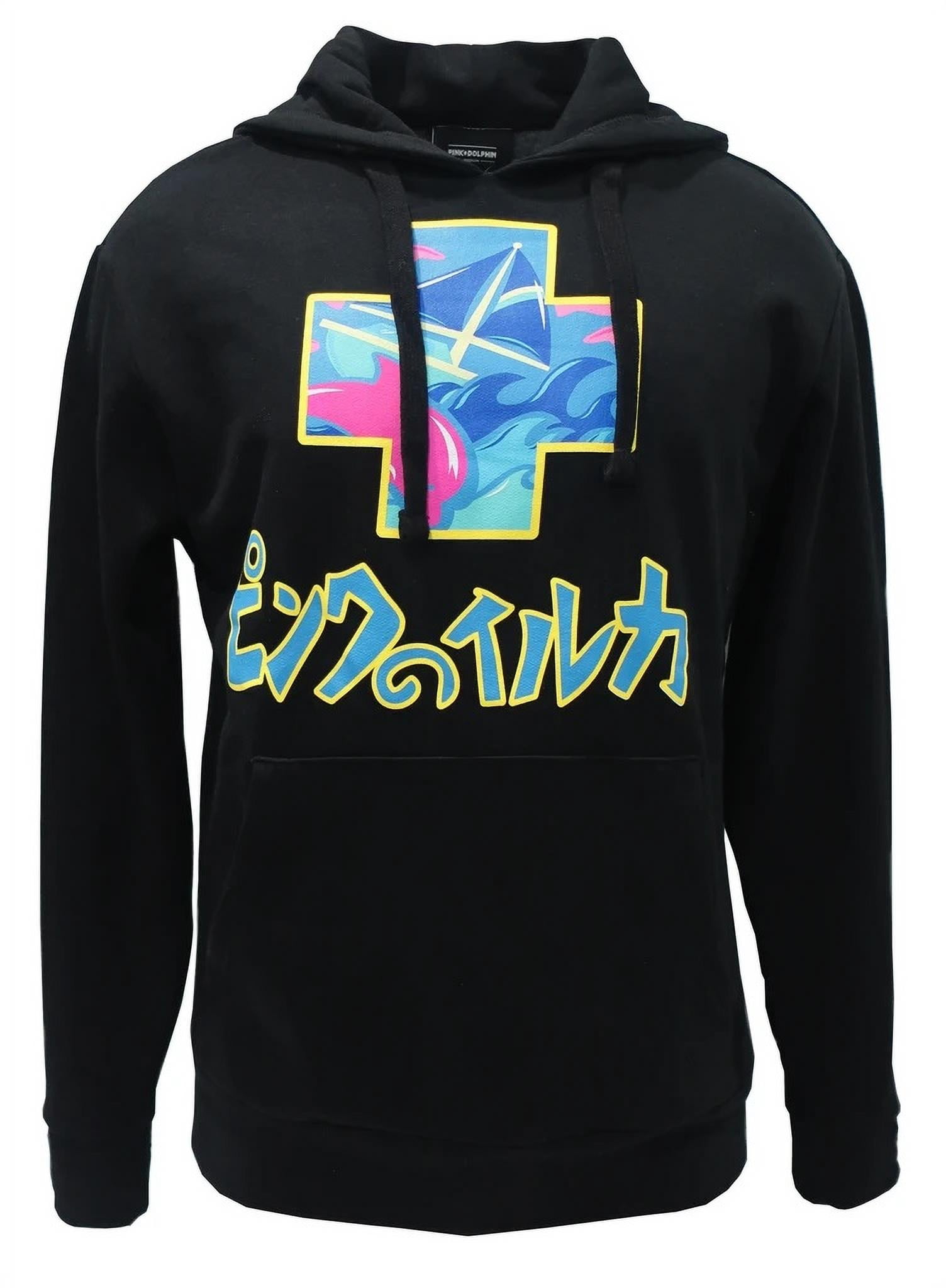 Pink Dolphin Men s Graphic Logo Black Pullover Hoodie Sweatshirt Large Holiday Promo Walmart