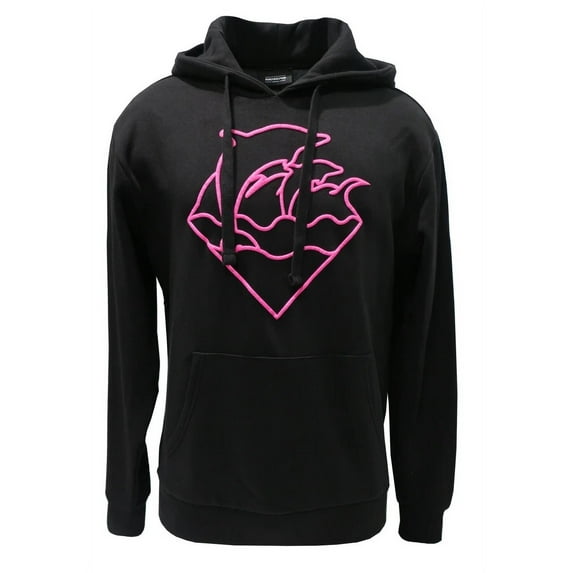 Pink Dolphin Men's Graphic Logo Black Pullover Hoodie Sweatshirt (Medium, Waves)