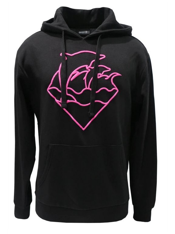 Men's Graphic Logo Black Pullover Hoodie Sweatshirt (X-Large, Waves)