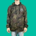 thumbnail image 1 of Pink Dolphin Men's Grizzly Camo Windbreaker Hoodie Jacket - Olive/Brown/Black (Medium), 1 of 2