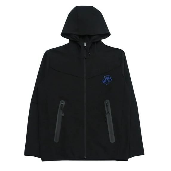 Pink Dolphin Men's Wave Zip Up Activewear Hoodie Jacket (Medium, Black/Blue)