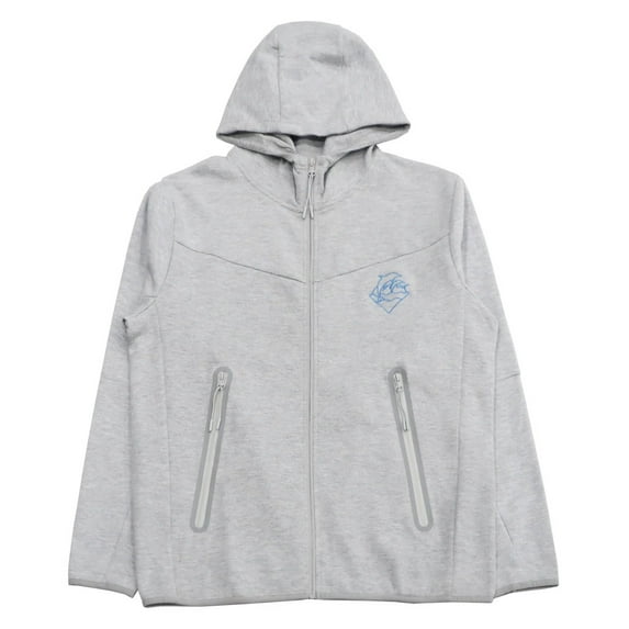 Pink Dolphin Men's Wave Zip Up Activewear Hoodie Jacket (X-Large, Heather Grey/Blue)