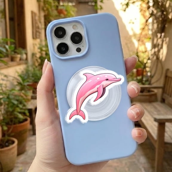 Pink Dolphin Phone Grip Cute Ocean Animal Phone Holder, Pastel Aesthetic Phone Accessory Gift