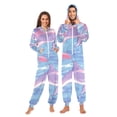 thumbnail image 1 of Pink Dolphins Sun Trees Adult Onesie Pajamas Slim Fit Christmas One Piece Suit Pjs for Women and Men Hooded Zipper, 1 of 7