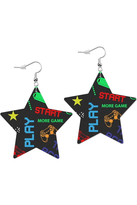 Pink Donut Glaze Leather Earrings Ice Cream Top And Chocolate Decorative Colorful Sprinkles Star Faux Leather Earring Lightweight Dangle Drop Earrings For Women[Z1]