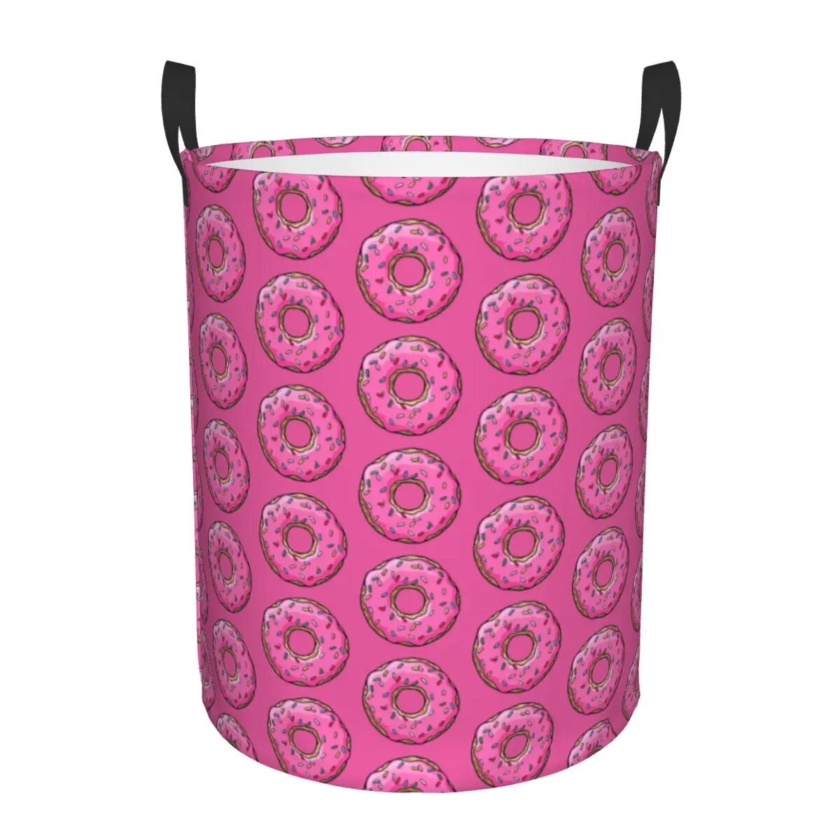 Pink Donut Laundry Hamper Large Clothes Storage Basket Food Doughnut