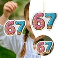 thumbnail image 1 of Pink Donut Number 67 Ornament, 3.15 Inch Acrylic Melting Sprinkles Glaze Pendant, Cute Sweet Food 67th Birthday Decoration, Funny Novelty Car Mirror Charm Gift for Women Mom Friends, 1 of 6