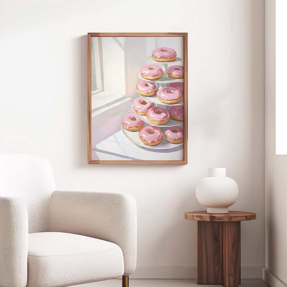 Pink Donut Wall Art Poster, Retro Girly Kitchen Decor, Pastel Donut Poster, Food Wall Art , Trendy Pink Decor, 310, Unframed Poster Size 12x18