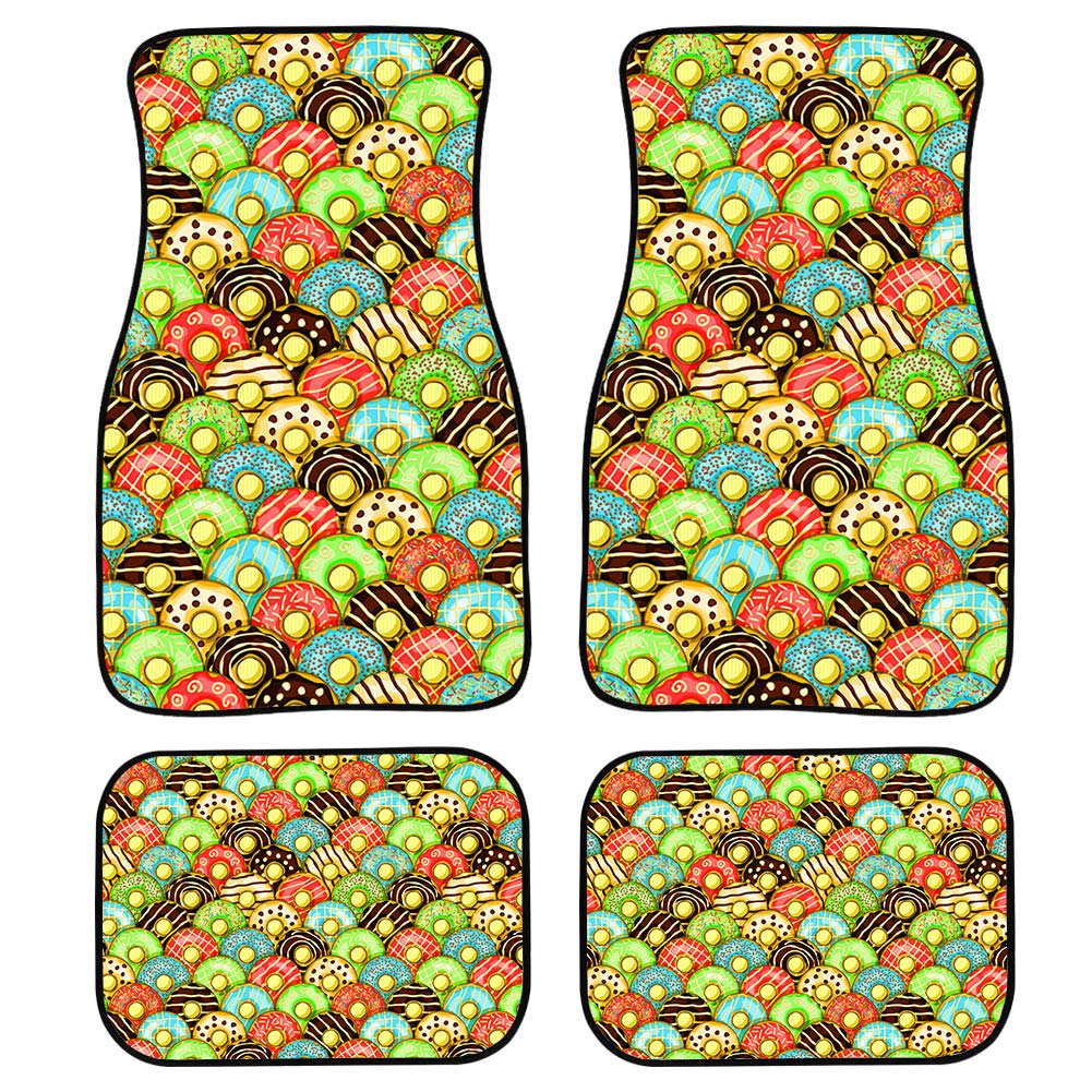 Pink Donuts Heavy Duty Rubber Floor Mats Set 4 PCS Car SUV Truck & Van