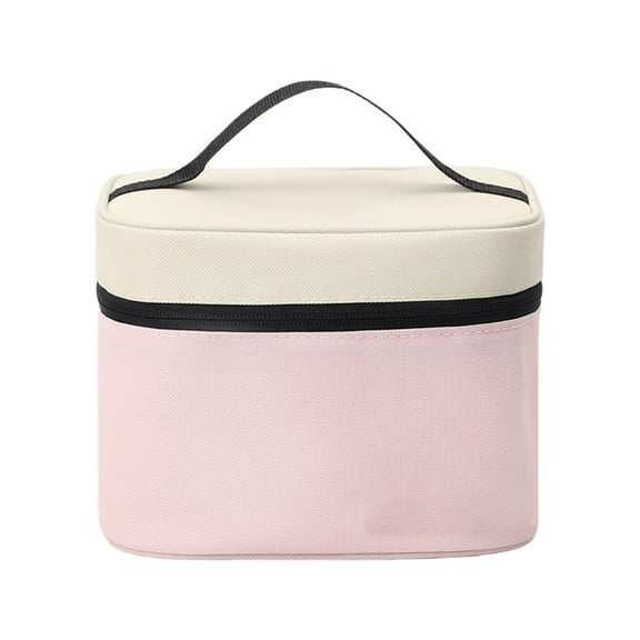 Pink Dopamine Color Block Lunch Bag Insulated Small Square Cooler For Work Picnic And Meal On The Go Pink 7.1X7.1X1.2 Inch