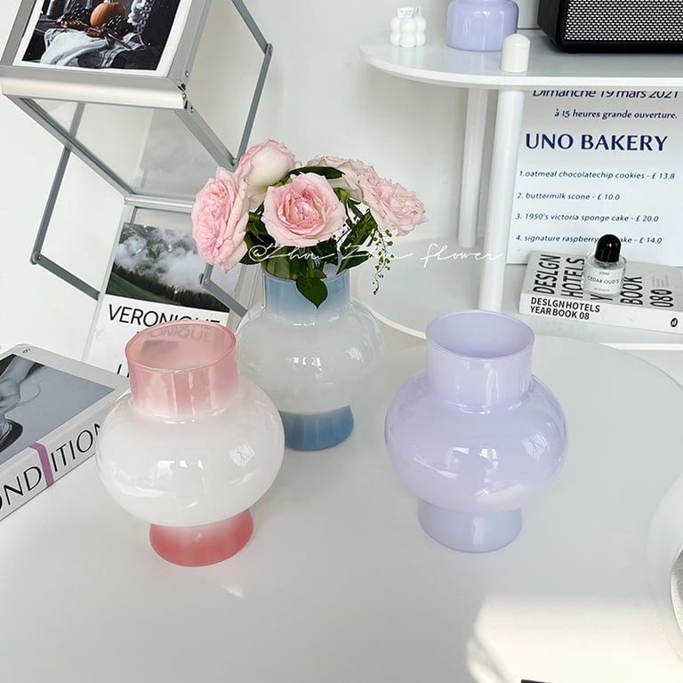 Pink Dopamine-Inspired Multi-Gourd Glass Vase - Living Room Floral 