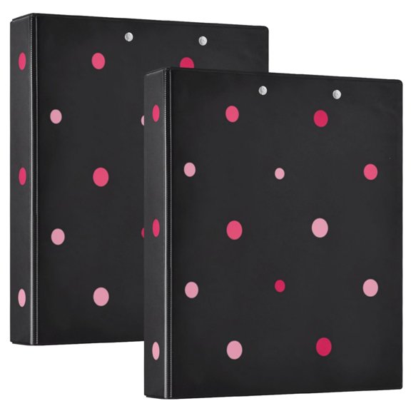 Pink Dots 3 Ring Binders 1.5 inch Hardcover File Folders with Interior Pockets A4 Size Organizer for School Office Hospital Set of 2