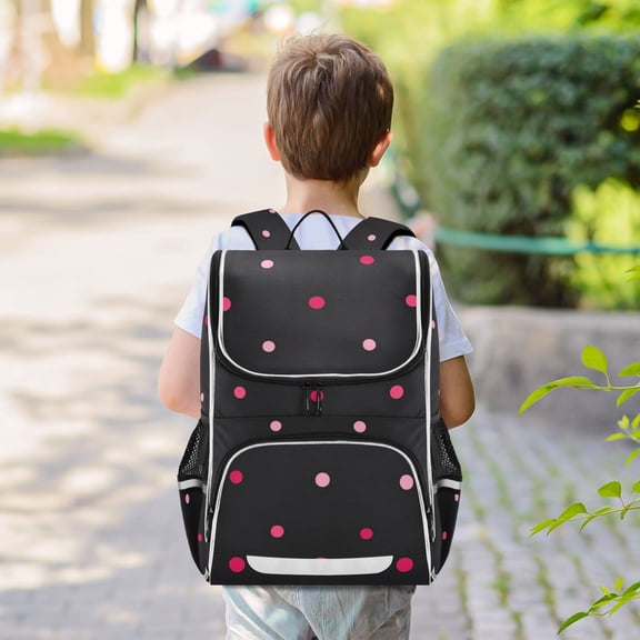Pink Dots Backpack Big Laptop Backpack Casual Daypack Quilted Large Capacity Large Bookbags