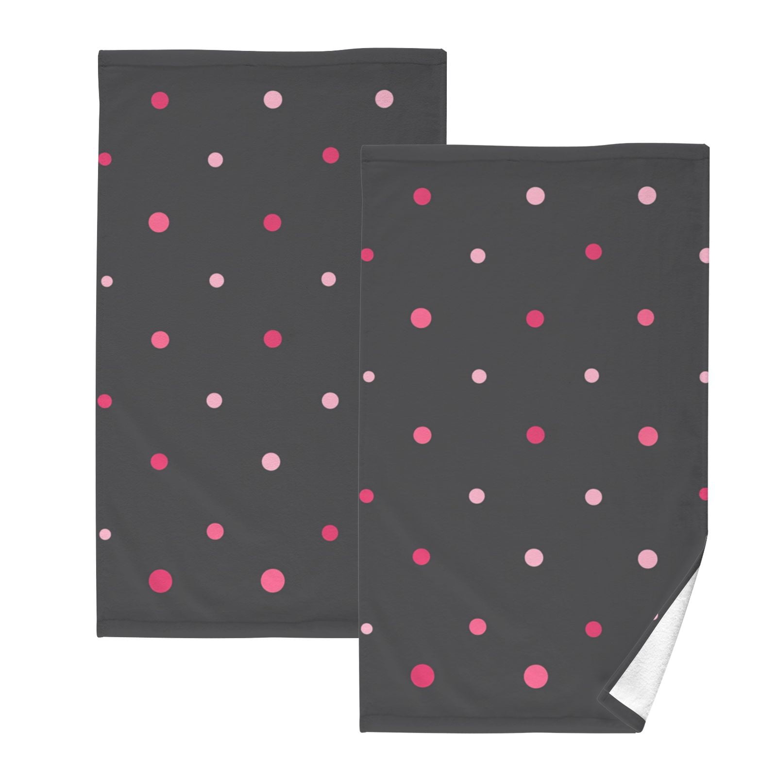 Pink Dots Hand Towels Cotton Bath Towels Large Face Towels Absorbent for Bathroom 2 Packs