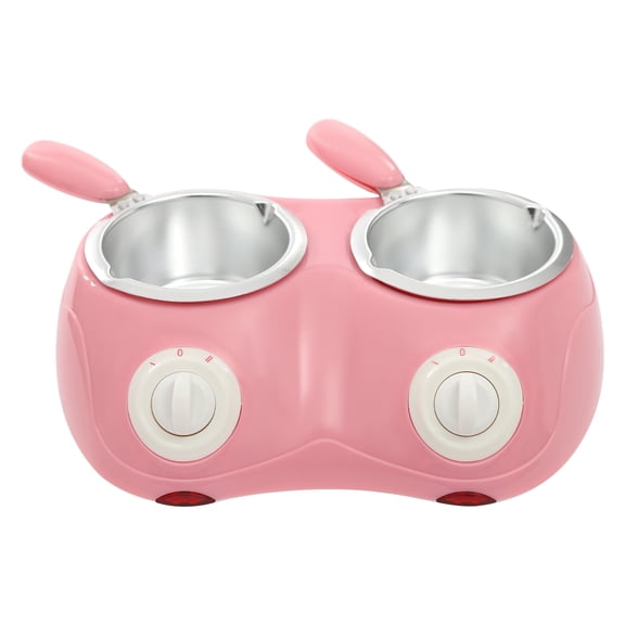 Pink Double Pots Chocolate Melting Warmer, 2 Level Temperature Control Candy Butter Cheese Melter with Full Accessories for Home Kitchen