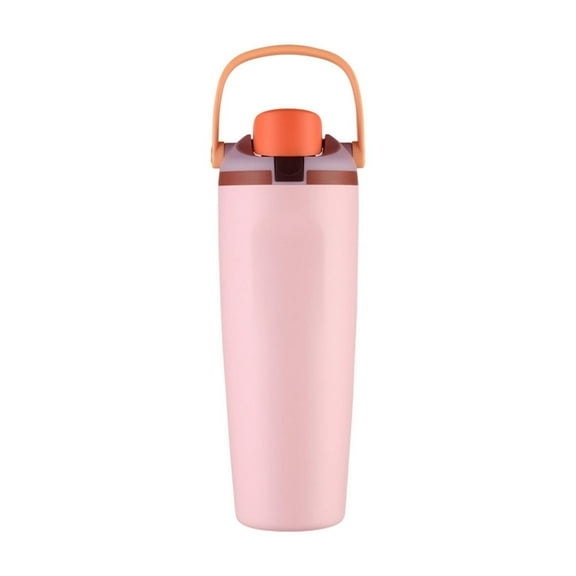 Pink Double Wall Stainless Steel Insulated Tumbler With Handle 30Oz Portable Car Cup For Hot Cold Drink Two Way Lid Tea Infuser Pink