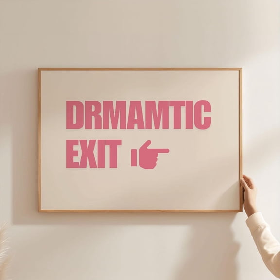 Pink Dramatic Exit | Retro Wall Art | Mid Century Painted Landscape Decor For Hallway & Home Unframed Paper Print