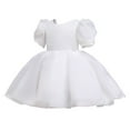 thumbnail image 1 of Pink Dress for Girls 4T Girl's Floral Summer Dress Ruffle Shirred High Waist Ruched Sweetheart A Line Spring Dress Girls Summer Bubble Sleeve Midi Dress, 1 of 4