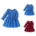 thumbnail image 1 of Pink Dress for Girls Solid Everyday Dress for Toddlers – Lace-Trimmed Neck & Cuffs, Simple Comfort Dress for Daycare & Playtime (Ages 18M-6Y), 1 of 8