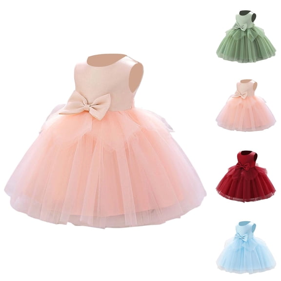 Pink Dress for Girls Unique Tutu Party Dress – Asymmetrical Tulle Hem & 3D Bow, Fashion-Forward Princess Dress for Creative Show & Trendy Events