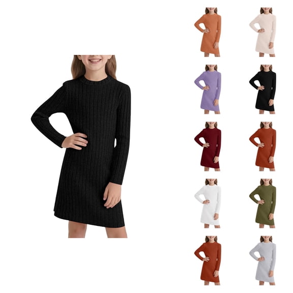 Pink Dress for Girls Winter Thermal Bodycon Dress – Thick Fabric Slim Fit Base Layer, Warm Multi-Use Dress for School & Cold Weather Styling