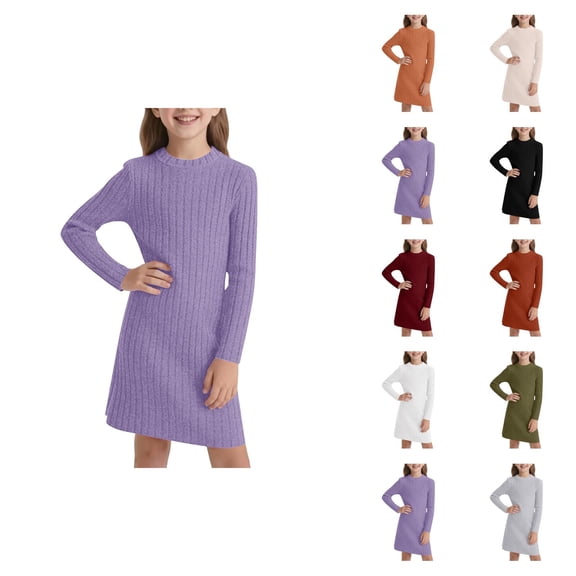 Pink Dress for Girls Winter Thermal Bodycon Dress – Thick Fabric Slim Fit Base Layer, Warm Multi-Use Dress for School & Cold Weather Styling