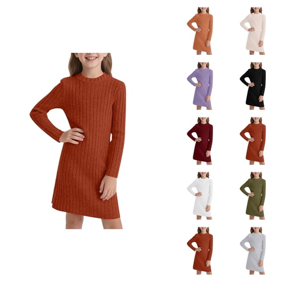 Pink Dress for Girls Winter Thermal Bodycon Dress – Thick Fabric Slim Fit Base Layer, Warm Multi-Use Dress for School & Cold Weather Styling