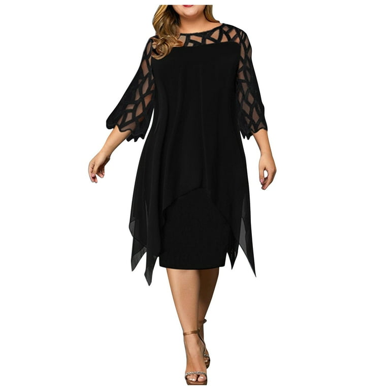 SHOPESSA Plus Size Dresses Women Party Formal Vacation Dresses for Women  Short Sleeve High Low Cocktail Dress 80S Costume Women Black : :  Clothing, Shoes & Accessories