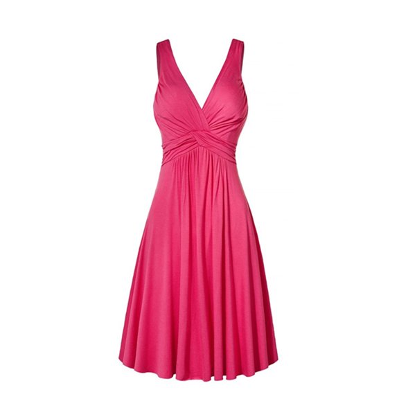Pink Dresses Women's Plus Size V-neck Retro Sling Pleated Slim Flare Skirt Dresse Formal Dresses for Women