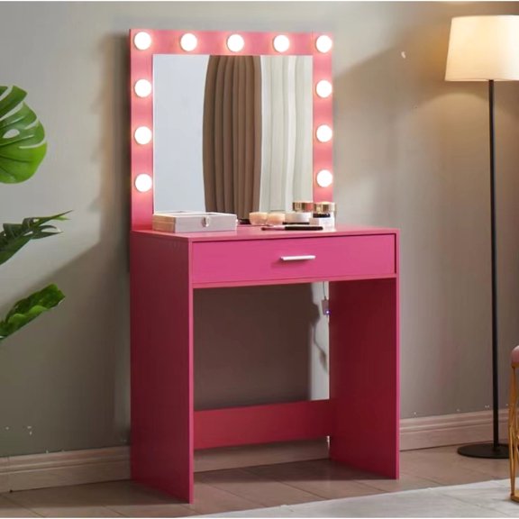 Pink Dressing Table with LED Lighting / Practical for Bedroom Use