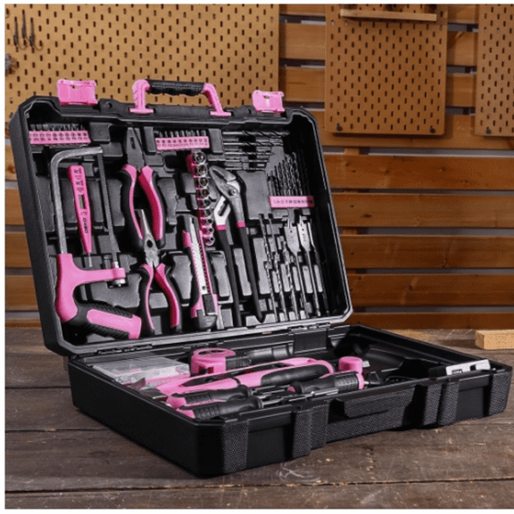Pink Drill Tool Kit Set: 20V Cordless Power Drill Tool Box with Battery Electric Drill Driver for Men Home Hand Repair Basic Toolbox Tools Sets Drills Case,