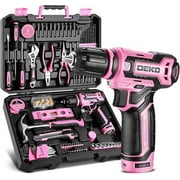 Pink Drill Tool Set Kit: Power Cordless Drill Tool Box with 12V Battery Electric Pink Drill Driver Set for Women Home Hand Repair Tools Sets Drills Case