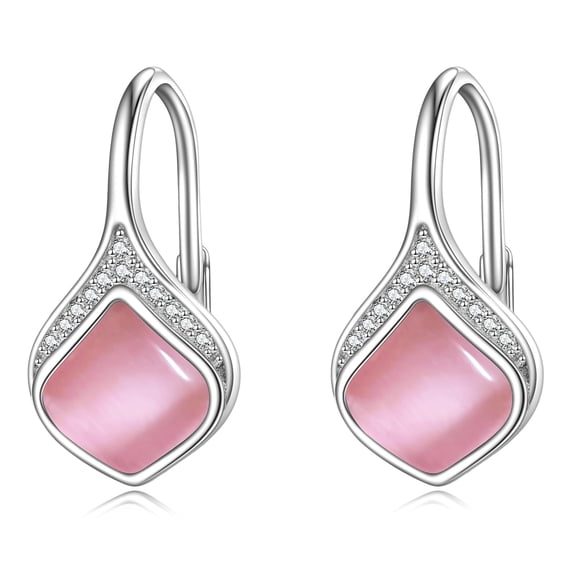 Pink Drop Earrings Sterling Silver Pink Opal Teardrop Leverback Earrings Jewelry Christmas Gifts For Women