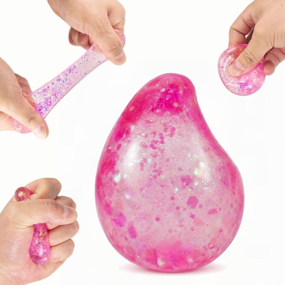 Pink Drop Squishies Sugar Stress Ball, Soft Slow Rise Sugar Fidget Toy, Squishy Squeeze Sensory Stress Ball Fidget Toy for Relaxing, Quiet Classroom Prizes & Easter Basket Stuffers