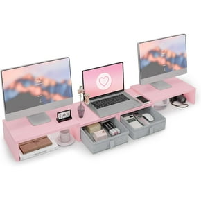 Pink Monitor Risers and Desk Organizers for a Stylish Workspace