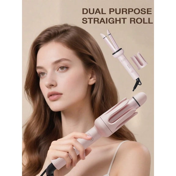 Pink Dual Purpose Straight & Curl 32mm Automatic Hair Styler, 4 Temp Settings, Fast Heating For Waves Or Smooth Finish