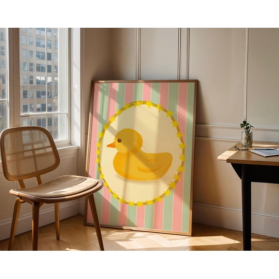 Pink Duck Nursery Poster, Vintage Style, Nursery, Gallery Wall, Home ...