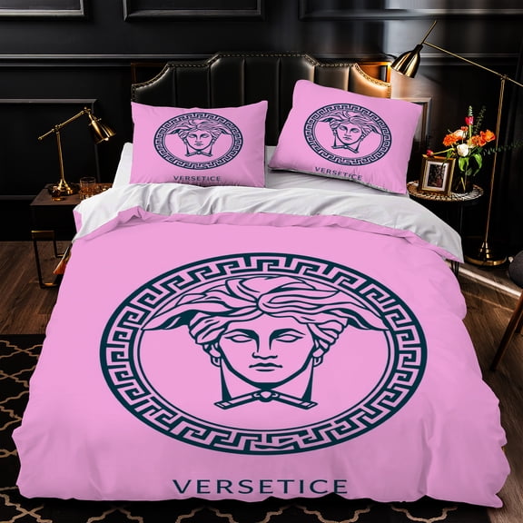 Pink Duvet Cover Set - 3-Piece Bedding with Iconic Design Includes Pillow Elegant Bedroom Decor