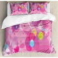 thumbnail image 1 of Pink Duvet Cover Set, Abstract Fantasy Magic Blurry Motion Effect Design Smooth Illustration Art Print, Decorative 3 Piece Bedding Set with 2 Pillow Shams, Queen Size, Pink, by Ambesonne, 1 of 3